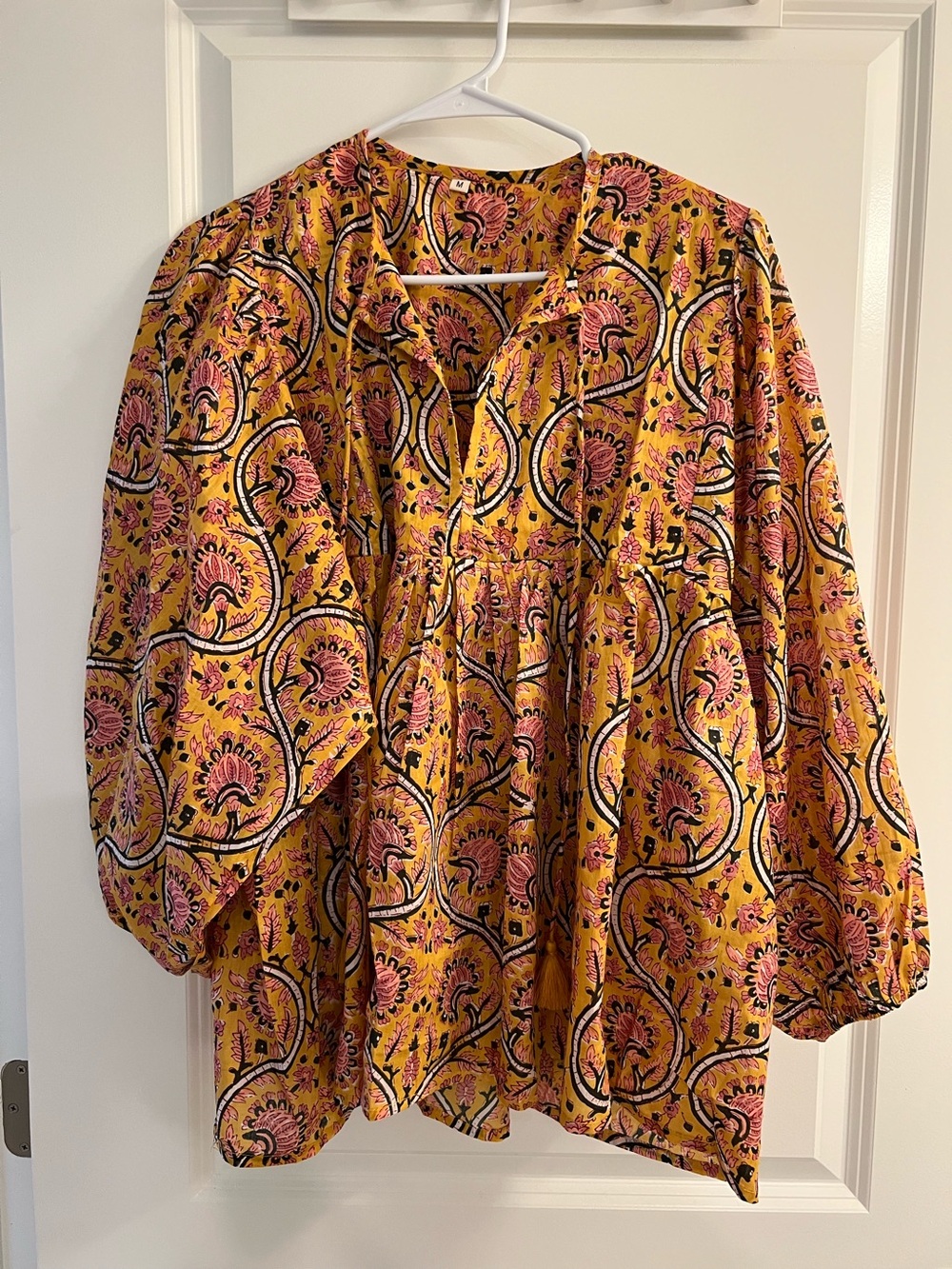 babitatex etsy:
Hand Block Print Cotton Blouse, Boho Floral Too